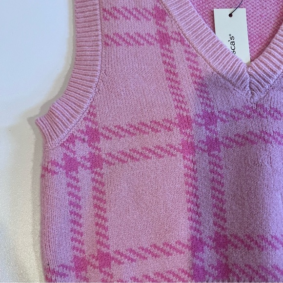 francesca’s pink plaid sweater vest coquette cottagecore easter fall pastel y2k - Picture 3 of 7